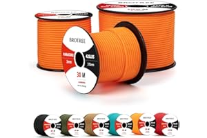 Brotree Paracord 3mm 50M Corda 100% Nylon Tipo II 3 Fili Corda Paracord 425 per Esterno, Artigianato, Fatto a Mano - 192 kg Carico di Rottura (Arancione)