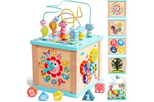 Fajiabao Cubo Actividades Bebe Juguetes Niños 1 Año - Juguetes Montessori 1 2 3 Años Juguetes Bebe de Madera Juegos Educativos con Laberintos Regalos Navidad para Bebes Niños Niña