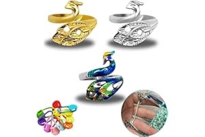 JCTRRJ 3 Stück Häkelring, Häkelringe, Häkel Zubehör, Strickring, Crochet Ring, Häkel Ring, Häkelringe Finger, Strickring Finger, Häkeln Zubehör, Strickzubehör Utensilien, Fadenhalter, Fingerhut Metall