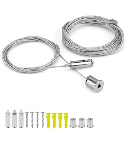 DXLing 6 M Edelstahl Drahtseil 2 Mm – Ummantelt, Mit 2 Montageklemmen, Tragkraft 35 Kg, Für Lampen, Bilder, Schilder