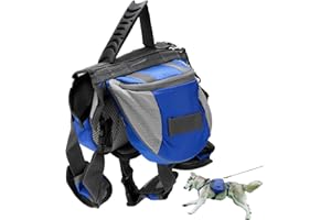 Cyrank Sac De Selle pour Chien, Sac À Dos De Randonnée pour Chien en Nylon Sacoche de Harnais Chien Réglable avec Poches Réfléchissantes Sac de Voyage pour Chiens De Petite Et Moyenne Taille (M)