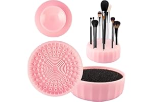 INDRNIF Silikon Make-up Pinselreiniger Make-up Pinsel Reinigungs Matte 2 in1 Make-Up Pinsel-Reinigungsbox Make-up-Pinsel-Reinigungsmatte mit Farbentfernungsschwamm Reiniger Kosmetikpinsel