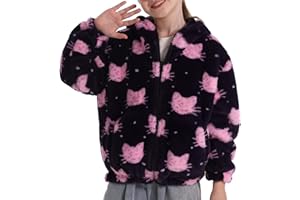 SEAUR Kuscheljacke Mädchen Flauschig Teddy-Fleece Hoodie Jacke Kinder Kuschelig Plüsch Supersoft Mantel Pullover Cartoon Tier Muster 130/150