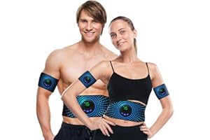 ALMIMASA EMS Ceinture musculaire abdominale avec 2 bandes d'électrostimulation pour bras et jambes, tonification et renforcement musculaire, pour hommes et femmes.