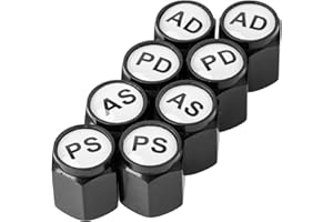 YOUR DAY MATE Bouchon de Valve en ABS, Lot de 8, Bouchons Noirs marqués avec Joint pour valves de Voiture, Moto, Scooter, remorque et vélo, marqueur de Pneu Voiture, Bouchon Valve Pneu Voiture avec marquage