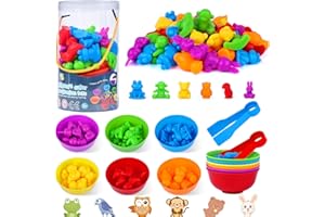 BBLIKE Montessori Education Set: Kids Animal Sorting Toy with Bowl, Tweezers & Color Sorting Math Toys for 2-6 Year Olds