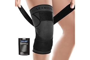 Lexniush Copper Knee Support for Women/Men - Adjustable Knee Brace with Strap for Knee Pain Relief, Ligament Damage, ACL, MCL - Knee Compression Sleeve for Running, Sports