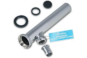DL-pro Tubo de desagüe ajustable de 1 1/4 pulgadas x 200 mm x diámetro 32 mm tubo de inmersión con conexión de dispositivo tubo para lavabo, sifón, lavadora, lavavajillas, cromado con conexión de