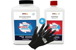 LONGFAIR Resina Epossidica Transparente 2,25kg Bicomponente A+B | Transparente Effetto Acqua per creazioni trasparente | Resina per gioielli + Guanti di protezione, comprese le istruzioni italiane