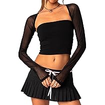 Lace Shrugs For Women Grevosea See Through Mesh Crop Top Sheer