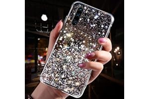 IKASUS Schutzhülle Huawei P30 Pro, Bling Glänzend Glitter Transparent Silikon Schutzhülle Ultra Dünn Crystal Clear Flex Soft Skin Slim TPU Case Schutzhülle für Huawei P30 Pro, Schwarz