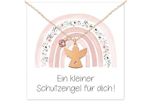 Happirra Schutzengel Kette, Kommunion Firmung Taufe Kette mit Geschenkbox, KommunionTaufe Firmung Geschenke Mädchen Junge