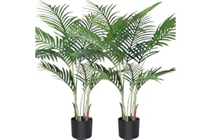 Fopamtri Artificial Areca Palm Tree 110cm Artificial Palm Tree 10 Branches Indoor Outdoor Modern Decoration Faux Plant Pot Family Housewarming Gift (Pack of 2)