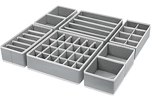 Homsorout Schrank Organizer 8 Stück, Kleiderschrank Organizer Faltbare Aufbewahrungsbox Kleiderschrank für BHs, Socken, Krawatten. (Hellgrau)