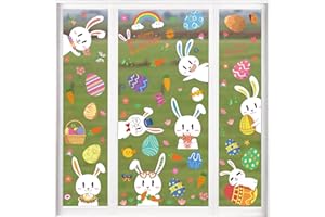 KIKISML 143PCS Adesivi Pasqua Finestre [9 Fogli], Stickers Coniglietto Pasquale Adesivi Uovo di Pasqua, PVC Decorazioni per Finestre Porta di Pasqua