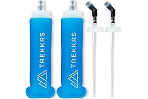 Trekkrs 2 Pack Soft Flask Water Bottles - 500 ml | Leakproof Design | Soft, Foldable Running Water Bottle | Running Hydration Bladder Pouch | 2 x Straw Lids, 2 x Regular Lids & Easy Cleaning Sachets
