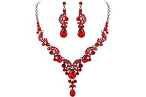 EVER FAITH Juegos de Joyas para Mujer Cristal Austríaco Boda Flor Oleada Collares Pendientes Conjunto