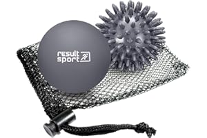 ResultSport Lacrosse & Spike Massage Ball Set with Storage Bag, Plantar Fasciitis Recovery, Trigger Point Massage, Deep Tissue Myofasical Relief (Gray)