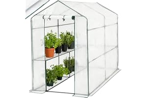 tectake® Gewächshaus mit UV-beständiger PE-Gitterfolie und 4 Metallablagegittern, 186 x 120 x 190 cm, Anzucht Gewächshaus für Tomaten & Pflanzen, Foliengewächshaus schützt vor Kälte, Regen und Frost