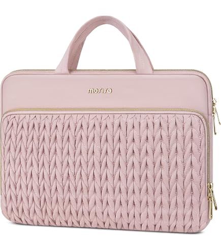 Housse Bouffie Pour MacBook Air/Pro 13-14 Pouces - Avec Pochette Avant Et Poignée Latérale, Noir - 12