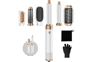 MOGAWAVE Airbrush Pro Hair Styler 6 in 1 Air Styler with Magic Styler, Blow Dry Hair Brush, Hair Wrap Curler, Magic Airstyler Multi Styler for Drying and Styling Straightening Volumizing Curling Sleeking