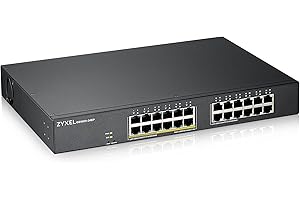 ‎ZYXEL Zyxel 24-Port Gigabit PoE Switch | Smart managed | Rackmontage | 12 PoE+-Ports mit einem Budget von 130 Watt | VLAN, IGMP, QoS [GS1900-24EP]