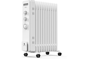 VonHaus Radiateur Bain d'Huile à 11 Ailettes à Commande Thermostatique - Radiateur Électrique pour Bureau à Domicile - Chauffage d'Appoint 2,5 kW - Chauffe Rapidement n'Importe Quelle Pièce