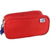 Oxford, School Pencil Case 3 Compartments, Elastic Rubber, 3 Zippers