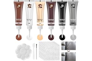 JOKILY Crema per riparazione della pelle, set di riparazione in 6 colori, set di riparazione per pelle sintetica, restauratore di pelle, set di riparazione per pelle miscibili, set di riparazione per sedili