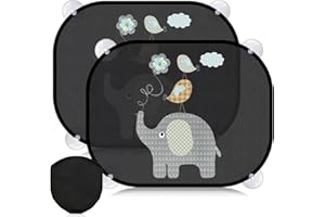 ACELIFE Tendine Parasole Auto Bambini UPF50+ 45x35,5cm Parasole Auto Bambini GSM110 Nylon,Parabrezza Finestrino Laterale 8 Ventose, Tendina Parasole Protezione Solare raggi UV -2 pz