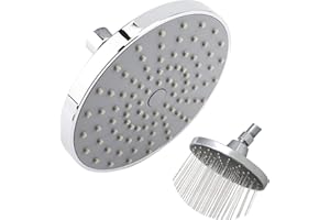 Cabezal de ducha Cafopgrill, rociador superior cromado de lluvia de alta presión redondo de 6 pulgadas, accesorios de baño plateados 0-80 ℃