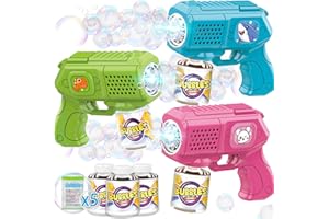 Beria 3 Pcs Bubble Gun Toy for Kids 3-8 Year Old: Bubble Machine for Kids Bubble Makers Gifts for Age 3 4 5 6 7 8 Years Old Kid Birthday Presents Bubbles for Kid Sensory Toys Parties Outdoor Wedding