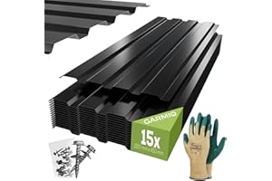 GARMIO® Profilblech Amalfi 115x45 cm Trapezblech Set mit 15 Stück, 7,8 m² Dachblech inkl. Schrauben, verzinkter Stahl schwarz