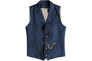 AeoTeokey Men's Western Herringbone Tweed Suit Vest Wool Slim Fit Waistcoat