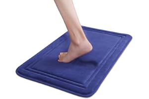 ITSOFT Tappetino Memory Foam Bagno Antiscivolo - Memory Foam Tappeto da Bagno per Cucina Lavabile, Assorbente & Senza Formaldeide (Blu, 61x41 cm)