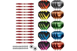 AIQILAI Darts Flight And Dart Aluminum Shaft Set, 30 Pcs Dart Flights And 15 Pcs Dart Aluminum Shafts, 20 Pcs Rubber O-Rings, Darts Flights Portector | Professional Dart Accessories