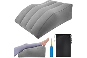 Starvortex Nadmuchiwana poduszka na nogi, wygodna poduszka klinowa do podnoszenia nóg i podparcia lędźwiowego, przenośna z torbą transportową do podróży, domu i snu (szara)