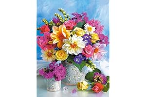 OWN4B Cross Stitch Kits Stamped, Flowers in Vase Printed Pattern 11CT 14.2x18.1 inch DIY Embroidery Kit (Flowers)