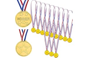NEODTX Medallas de cumpleaños infantil, 12 unidades, medallas ganadoras para fútbol, fútbol, niños, medalla de oro, plástico, para cumpleaños, fiestas, premios, juguetes para el día deportivo