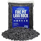 American Fire Glass Lava Kayası, G&ouml;zenekli Doğal, 6-13 mm Kalınlık, 4.5 kg, Siyah
