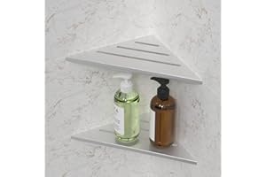 ‎WOMAMNY Womamny Eckregal, Duschablage Ohne Bohren, 2 Stück Duschablage Ecke 35 X 25 cm, Verdickter Duschregal Ecke aus GebüRsteter Edelstahl, Wandregal Aufbewahrung Badezimmer Eckablage für Bad KüChe