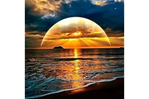 Zhujiehigh DIY 5D Diamond Sunrise Kits, Full Drill Diamond Arts and Crafts Pictures Painting for Adults and Kids, Crystal Rhinestone Cross Stitch Embroidery Kits for Home Wall Decor