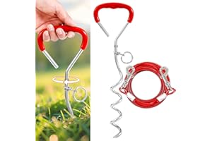SNAGLE PAW Dog Tie Out Stake and Run Cable, 20FT Long Lead with Yard Stake, Chains for Outside, Leash and Stake for Camping & Beach, Tie Out Tether for Medium Large Dogs