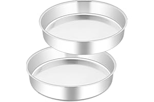 Joyfair 2 moldes redondos para tartas de acero inoxidable, saludables y no tóxicos, fáciles de limpiar y aptos para lavavajillas, 25 cm