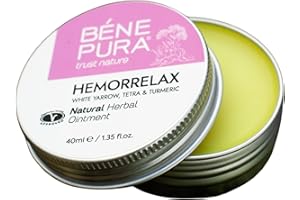 BENE PURA TRUST NATURE BenePura Hemorrelax Hemorrhoids Ointment, Natural Ointment for Burning, Itching and Discomfort with White Yarrow, Sumac and Turmeric, 40 ml