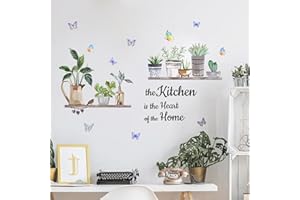 Tanlaby Adesivi da parete con fiori e piante da cucina, motivo "Il cuore della casa", adesivi da parete staccabili e attaccati, per sala da pranzo e ristorante
