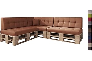 sunnypillow Set de 8 Coussins pour Palettes Euro Canapé Intérieur/Extérieur plusieures Tailles et Couleurs à Choisir Siège Appui Mousse Matelassée (Assise + Dossier) Orange