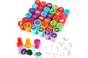 Gudotra 36pcs Tampons à Encre Tampons Auto-Encrage en Motifs d'animaux Dinosaures pour Enfants (Animaux)