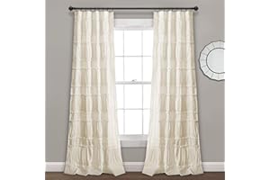 Lush Decor Nova Ruffle Window Curtain Panel Pair, 42" W x 84" L, Pale Yellow/Ivory