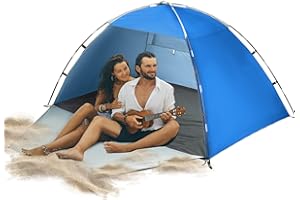 Forceatt Strandmuschel, Tragbar Extra Light Strandzelt, Sonnenschutz Strand, für 3-4 Personen, Mit Uv Schutz 50+, Einfache Installation, für Familie, Strand, Garten, Camping